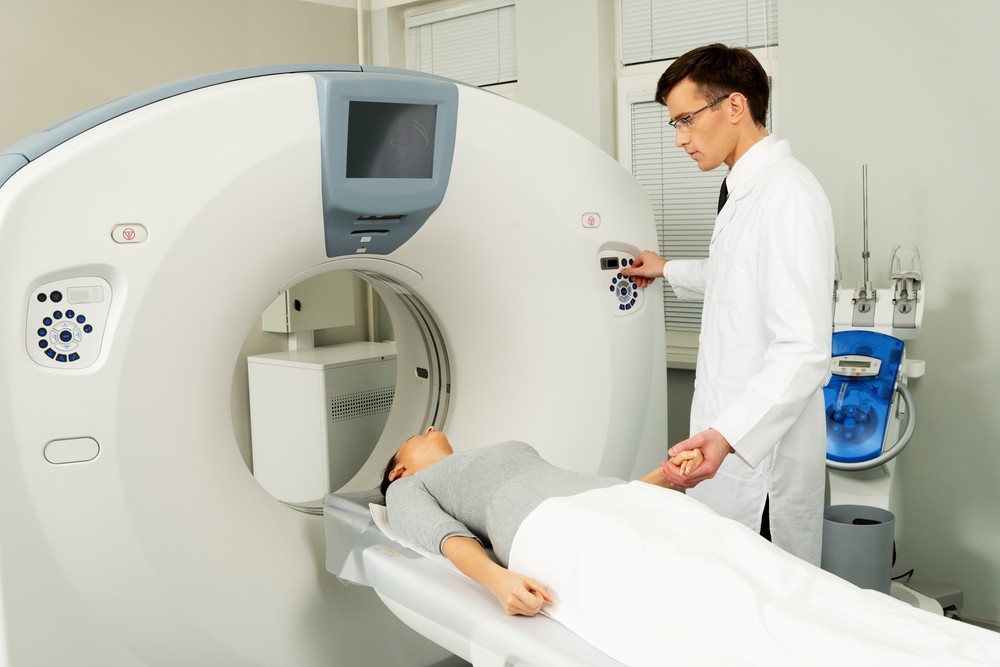 A female getting an MRI